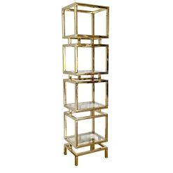 Libreria a 4 elementi in ottone e vetro a forma di colonna*Luca Polato New