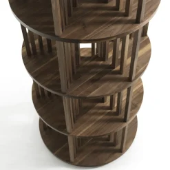 Libreria circolare in noce a 6 ripiani Pillar di C.R. & S.*Riva 1920 Discount
