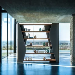 Libreria Finesse in legno di noce e pelle Olimpia di Karim Rashid*Riva 1920 Outlet