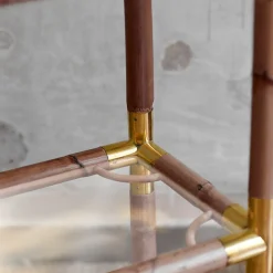 Libreria in Bambù Scuro con Finiture in Ottone*Molto Collectibles Outlet