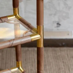 Libreria in Bambù Scuro con Finiture in Ottone*Molto Collectibles Outlet