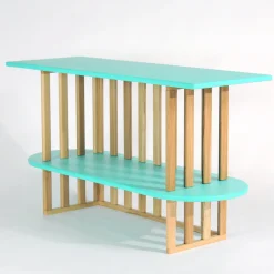 Libreria Lido a due piani in legno verde*Medulum Discount