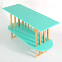 Libreria Lido a due piani in legno verde*Medulum Discount