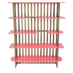 Libreria Lido in legno rosa a cinque ripiani*Medulum Outlet