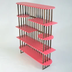 Libreria Lido in legno rosa a cinque ripiani*Medulum Outlet