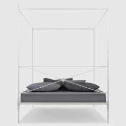 Lotto Letto Matrimoniale con Baldacchino in Ferro Bianco*Lispi Outlet