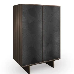 Madia Solferino in noce Canaletto burnished anta intarsio nero antracite*Arcari Arredamenti Clearance