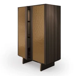 Madia Solferino in noce Canaletto burnished ante metallo liquido bronzo*Arcari Arredamenti Clearance