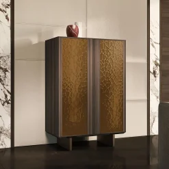 Madia Solferino in noce Canaletto burnished ante metallo liquido bronzo*Arcari Arredamenti Clearance