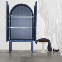 Mobile contenitore Blossom Blue con doppie ante e inserti in ceramica*Sergio Mannino Studio Outlet