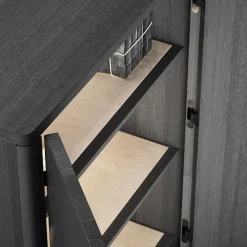 Mobile in Pelle Nera Ruvida e Legno di Frassino Vittorio*Giopagani Clearance