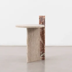 Mostro III Rosa Peralba Marmo e Travertino Tavolino*MMOOS. Clearance