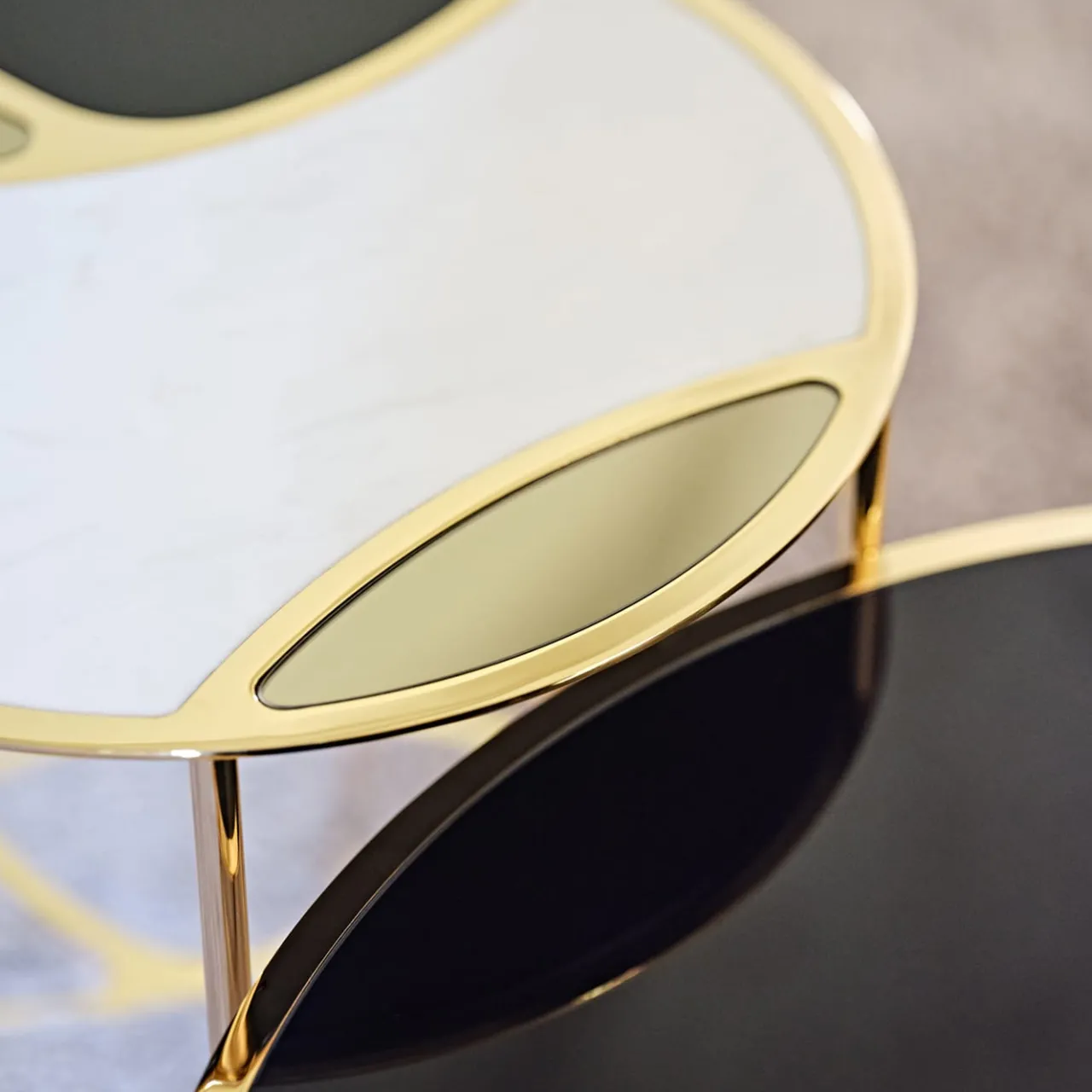 Nilo Set di 2 tavoli da nido in marmo calacatta e vetro*Black Tie Best