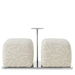 Ottomano a due posti Bon Bon in tessuto bianco con tavolino*Sitia Outlet