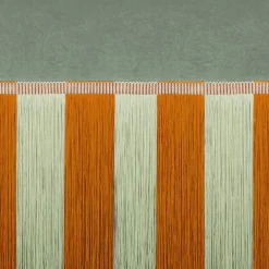 Panca in velluto verde pastello con frange a strisce bicolore*Lorenza Bozzoli Couture Outlet