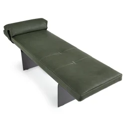 Panca Minerva in pelle verde con base metallica curva*Borzalino Outlet