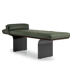 Panca Minerva in pelle verde con base metallica curva*Borzalino Outlet