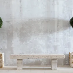 Panchina da esterno in travertino beige Tempore*Veltha Outdoor Stone Design Best