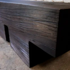 Panchina in legno di cedro Mykonos Undercut Charred Dark Finish*Riccardo Monte New