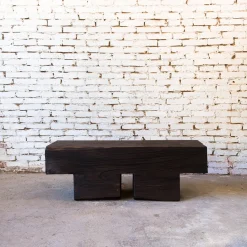 Panchina in legno di cedro Mykonos Undercut Charred Dark Finish*Riccardo Monte New