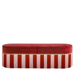 panchina in velluto rosso con frangia bicolore*Lorenza Bozzoli Couture Clearance