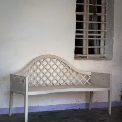 Panchina Lavaredo Settee Textural White and Tulips Decors*Porte Italia Best