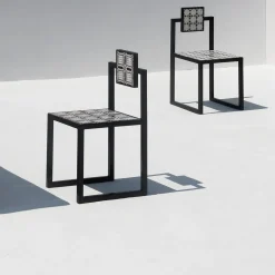 Piastrelle Sedia quadrata per esterni in ferro*Francesco Della Femina Outlet