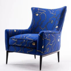 Poltrona Bergère dalle Linee Fluide Vivian Blu*Softhouse New