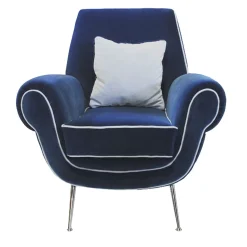 Poltrona Blu In Velluto Luxury*Ros Italia Interiors New