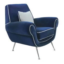 Poltrona Blu In Velluto Luxury*Ros Italia Interiors New