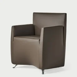 Poltrona Caprilarge in pelle marrone di Hannes Wettstein*Baleri Italia Clearance