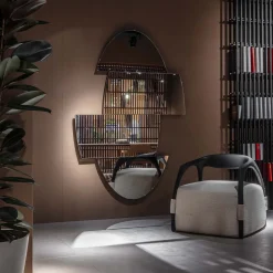 Poltrona Chassis in legno massiccio di frassino nero e rivestimento in tessuto*Durame Discount