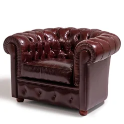 Poltrona Chesterfield pelle rosso rubino*Mantellassi 1926 Discount