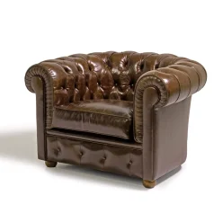 Poltrona Chesterfield pelle marrone muschio*Mantellassi 1926 Hot