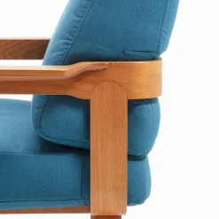 Poltrona da esterno curva in teak e tessuto blu*Gaffuri