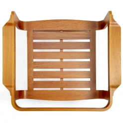 Poltrona da esterno curva in teak e tessuto blu*Gaffuri