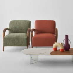 Poltrona Domino Cotto in pelle e noce*Modesign New