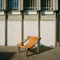 Poltrona Eso in Acciaio & Cuoio Pieno Fiore Naturale by Andrea Tognon*Mingardo Clearance