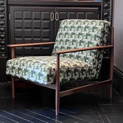 Poltrona Gaia in tessuto verde e bianco*mg12 by Monica Geronimi Outlet