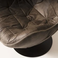 Poltrona girevole Pelè in pelle marrone chiaro*Mantellassi 1926 Outlet