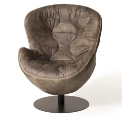 Poltrona girevole Pelè in pelle marrone chiaro*Mantellassi 1926 Outlet