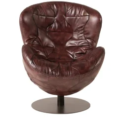 Poltrona girevole Pelè in pelle Crust rosso Cartier patinata a mano*Mantellassi 1926 Discount