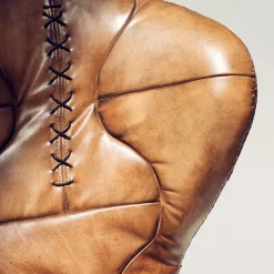 Poltrona girevole Pelè in pelle Crust marrone chiaro patinata a mano*Mantellassi 1926 Online