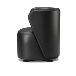 Poltrona girevole Spritz in pelle nera di Lorenza Bozzoli*Ghidini 1961 Sale