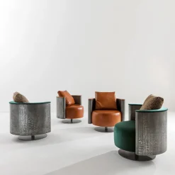 Poltrona in pelle arancione Amelie*Laura Meroni New