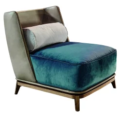 Poltrona in Tessuto Blu Petrolio Opera*Vibieffe Clearance