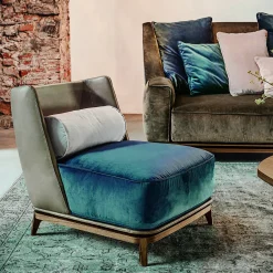 Poltrona in Tessuto Blu Petrolio Opera*Vibieffe Clearance