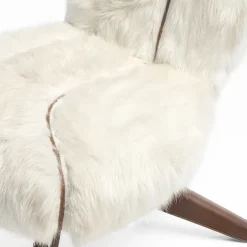 Poltrona Lounge Nuvola in Pelliccia Sintetica Bianca con Gambe Vintage*Puravisione Outlet