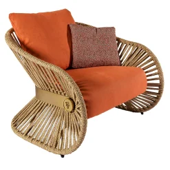Poltrona per esterni Stankar in tessuto arancione con corda di canapa*Visionnaire Discount