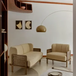 Poltrona Raquette 180 in frassino tinto tabacco di Cristina Celestino*Billiani 1911 Discount